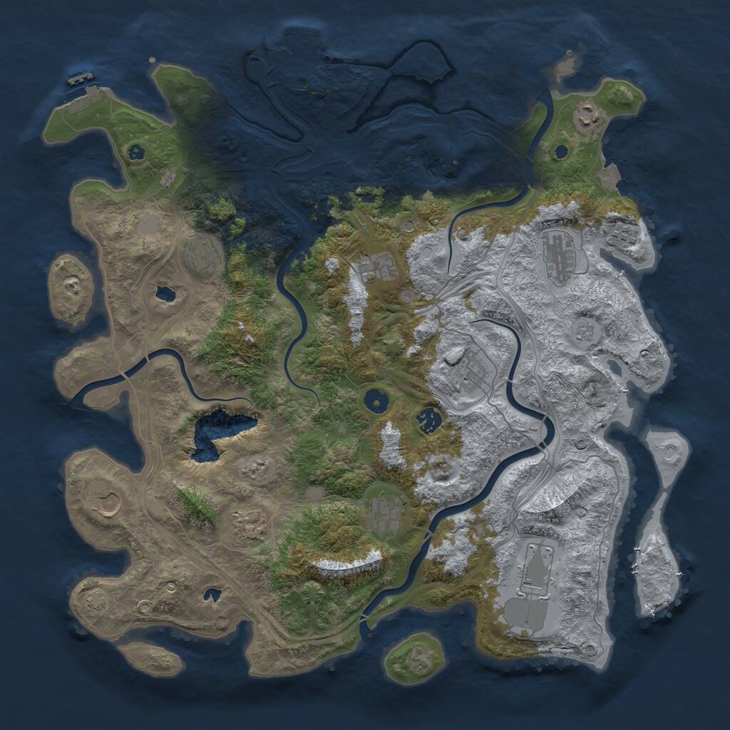 Rust Map: Procedural Map, Size: 4500, Seed: 360445564, 17 Monuments