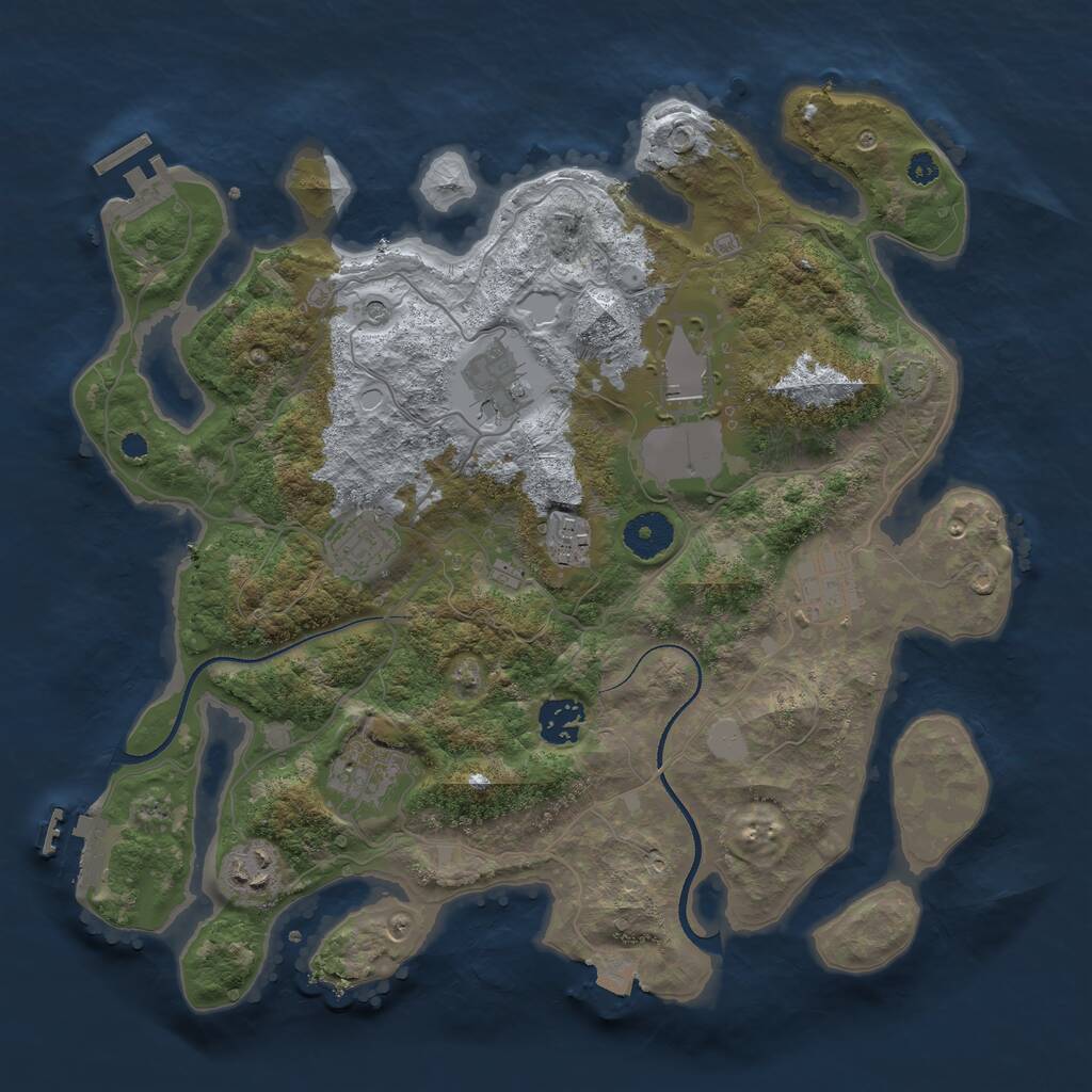 Rust Map: Procedural Map, Size: 3500, Seed: 3229667, 13 Monuments