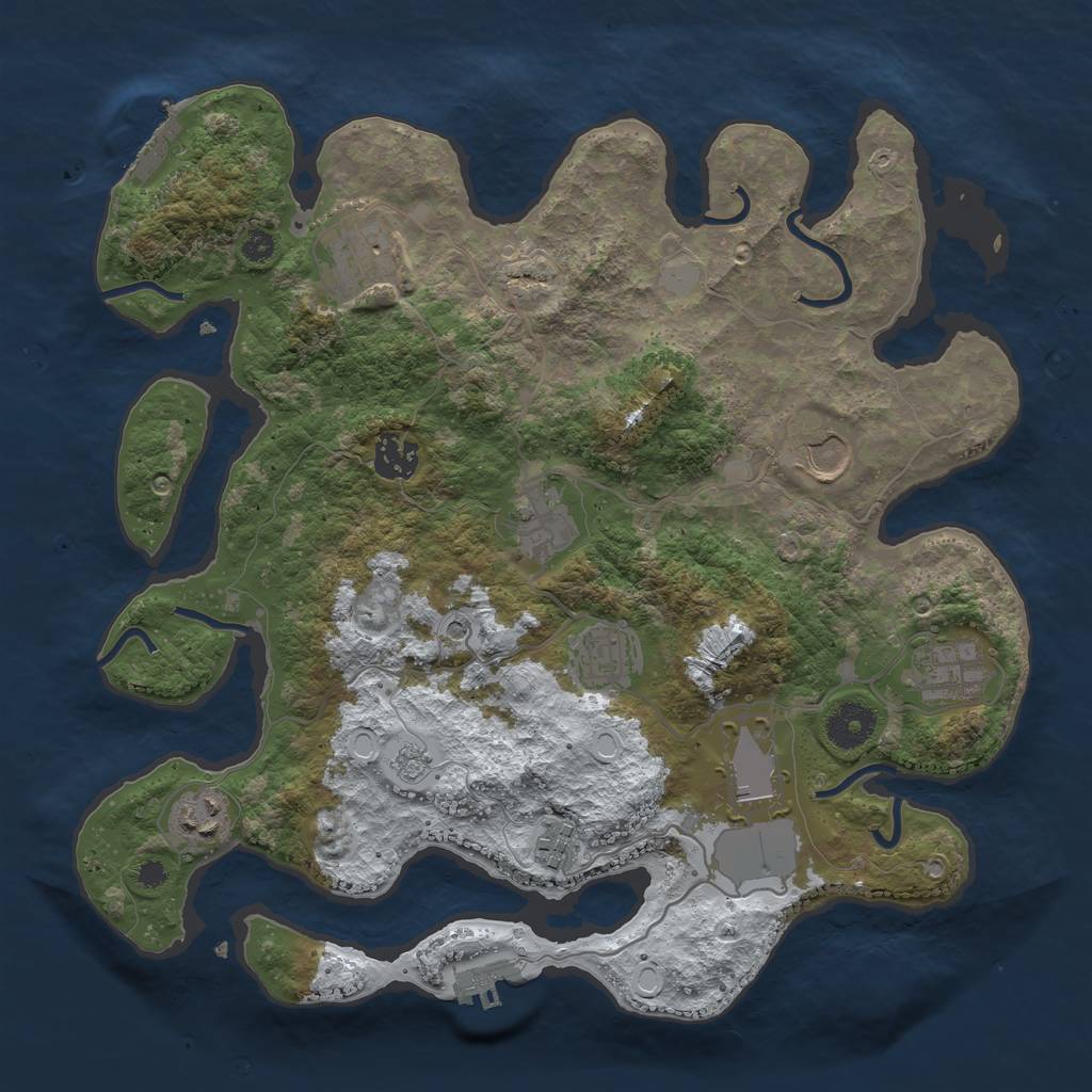 Rust Map: Procedural Map, Size: 3500, Seed: 392481, 18 Monuments