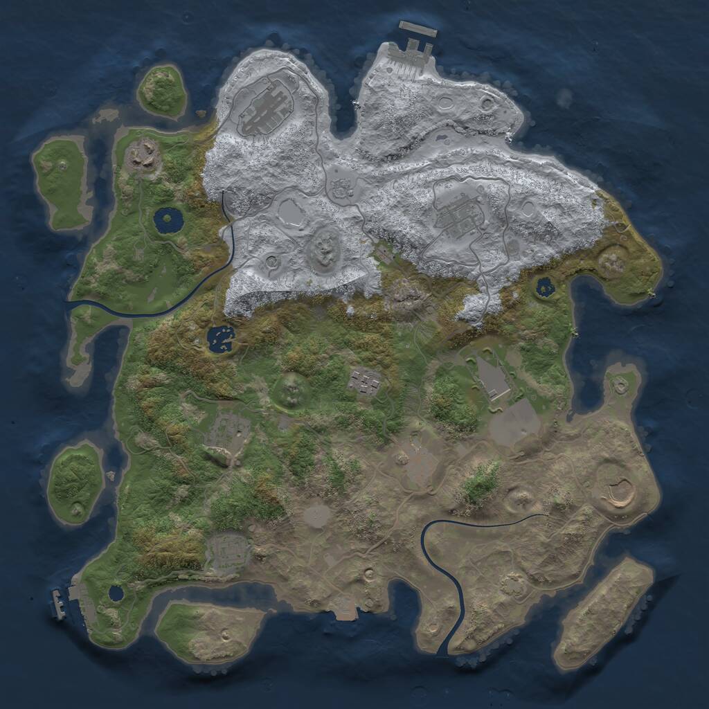 Rust Map: Procedural Map, Size: 3750, Seed: 2093755279, 16 Monuments