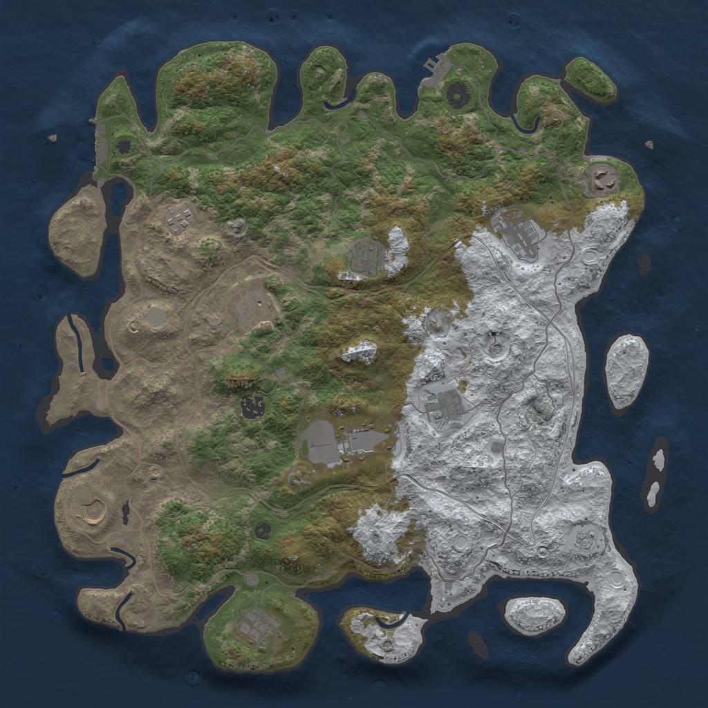 Rust Map: Procedural Map, Size: 4250, Seed: 48693, 19 Monuments