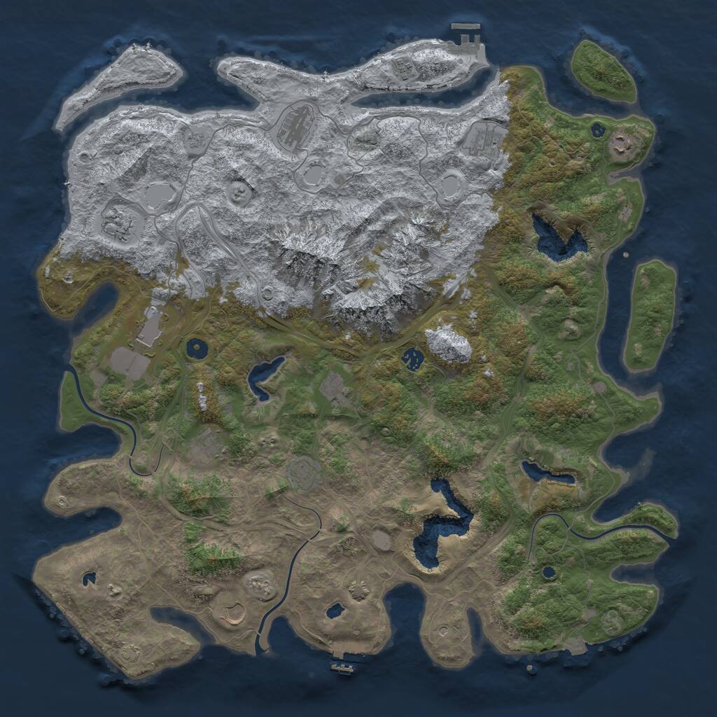 Rust Map: Procedural Map, Size: 5000, Seed: 840640804, 17 Monuments