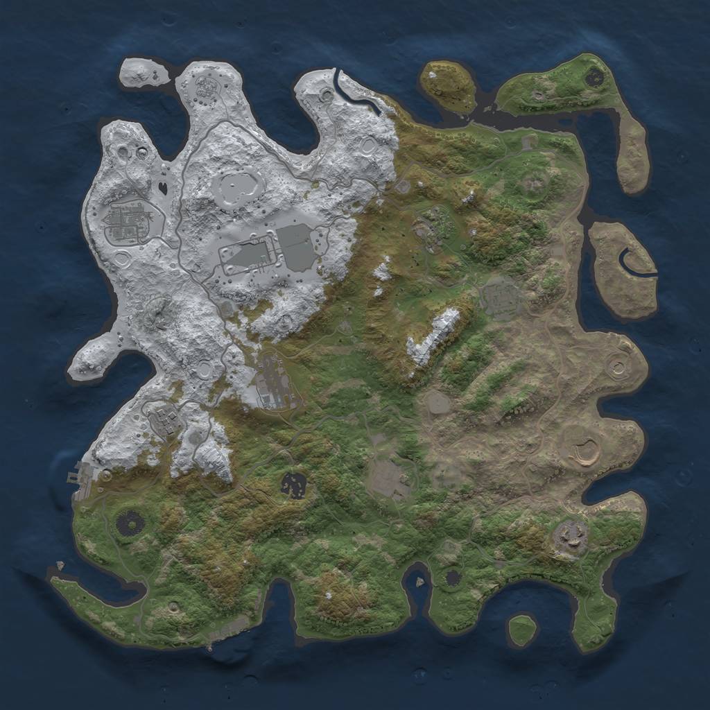 Rust Map: Procedural Map, Size: 4000, Seed: 1203, 19 Monuments