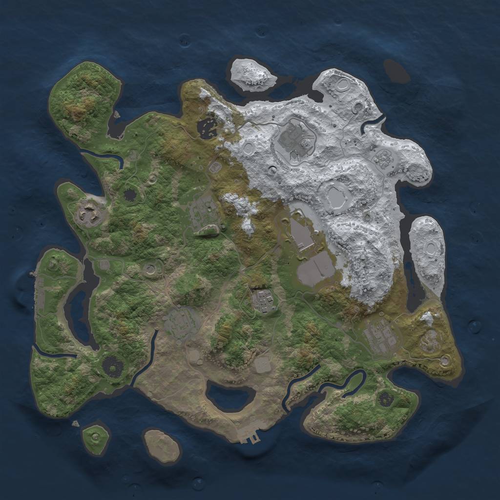 Rust Map: Procedural Map, Size: 3500, Seed: 741382974, 17 Monuments