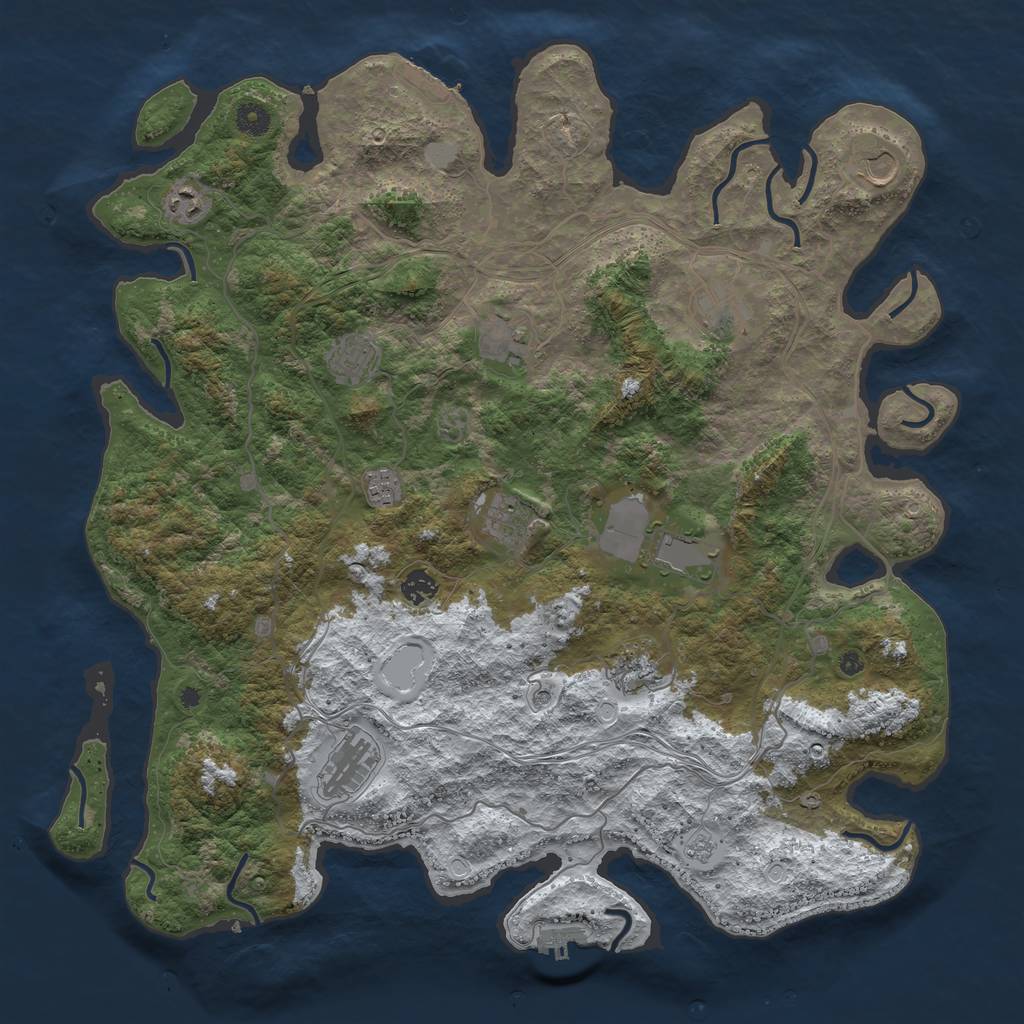 Rust Map: Procedural Map, Size: 4500, Seed: 900192595, 20 Monuments