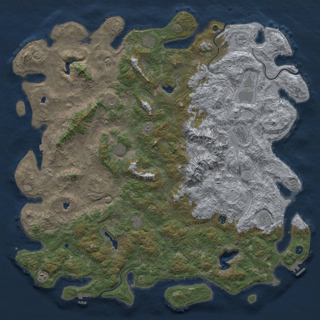 Rust Map: Procedural Map, Size: 6000, Seed: 893348, 17 Monuments