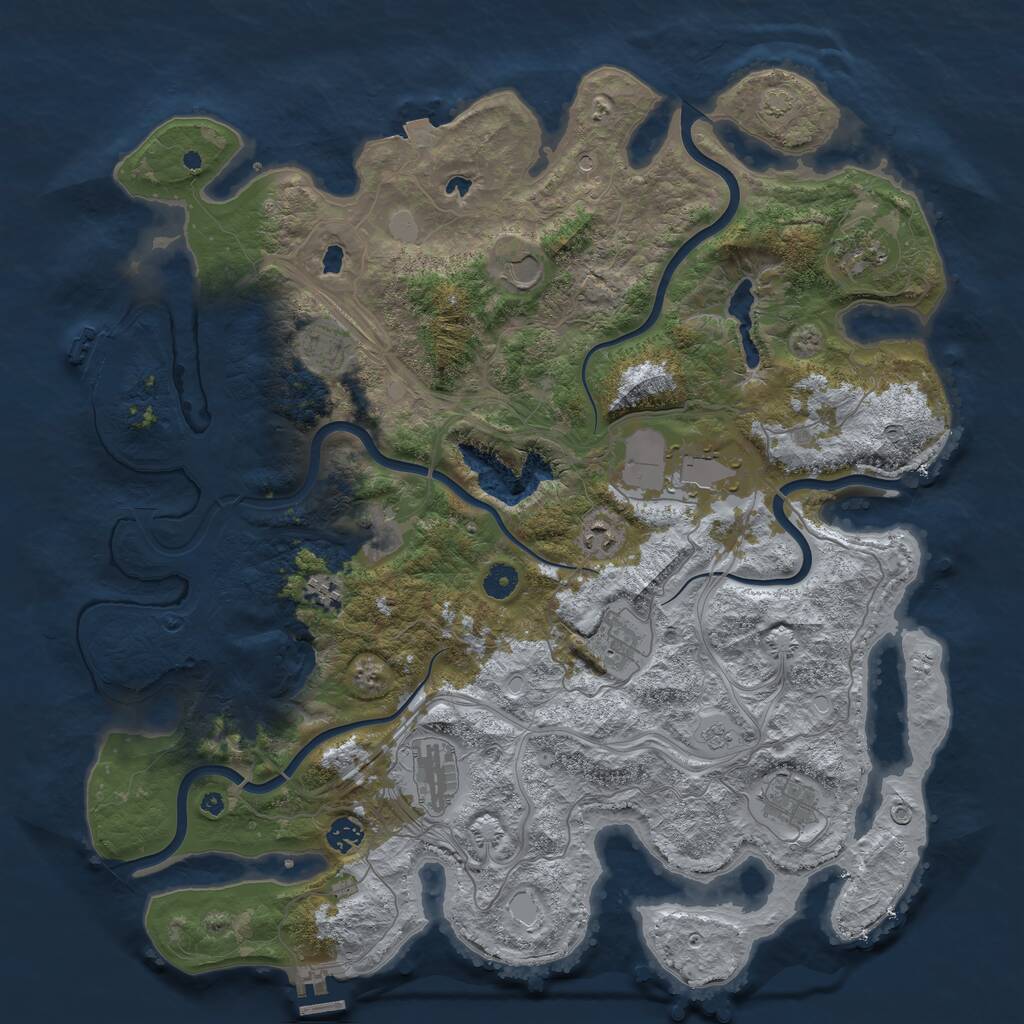 Rust Map: Procedural Map, Size: 4500, Seed: 1132448467, 17 Monuments
