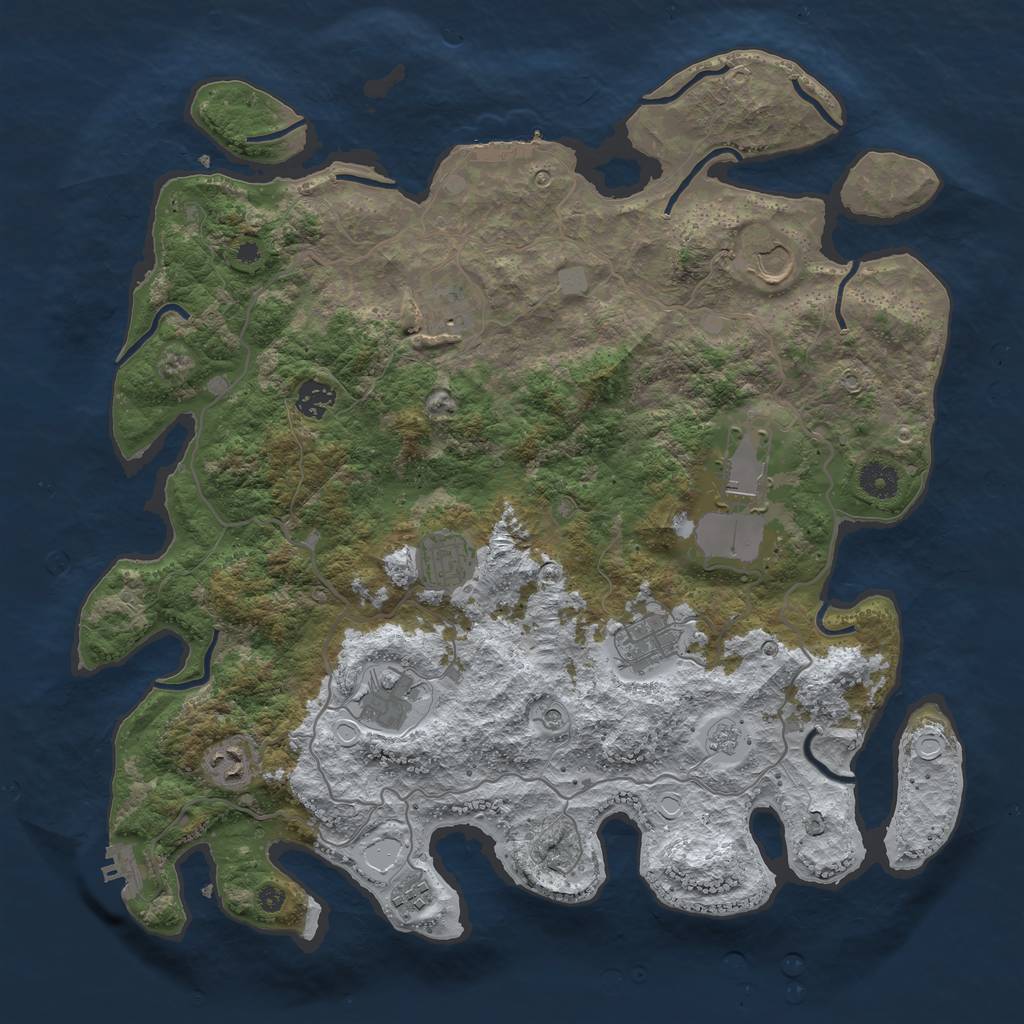 Rust Map: Procedural Map, Size: 4000, Seed: 1292711088, 18 Monuments