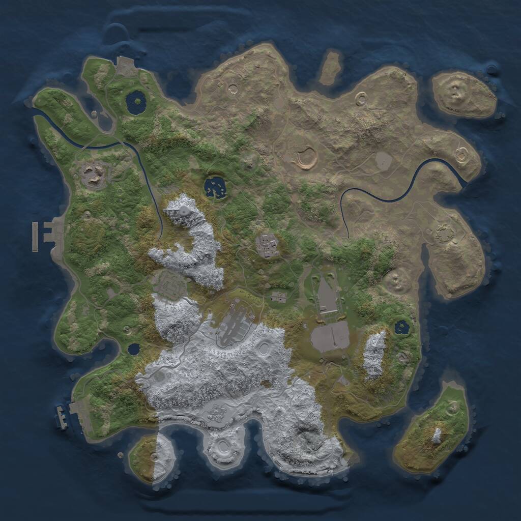 Rust Map: Procedural Map, Size: 3500, Seed: 1876432397, 13 Monuments