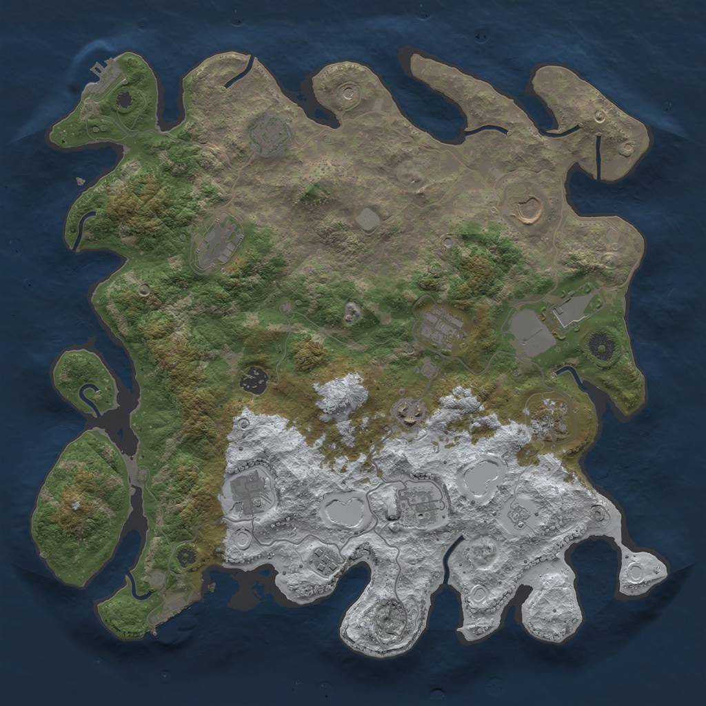 Rust Map: Procedural Map, Size: 3950, Seed: 1923021745, 20 Monuments
