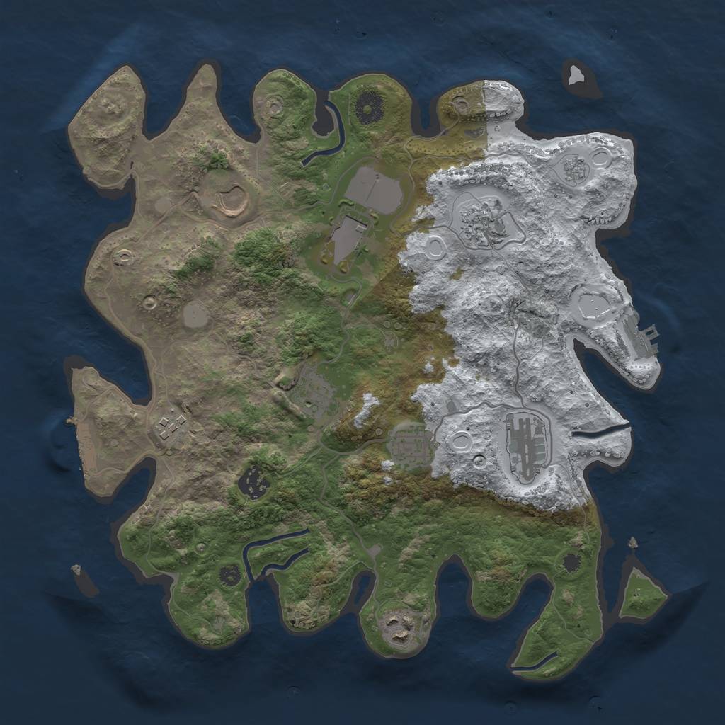 Rust Map: Procedural Map, Size: 3500, Seed: 4865782, 17 Monuments