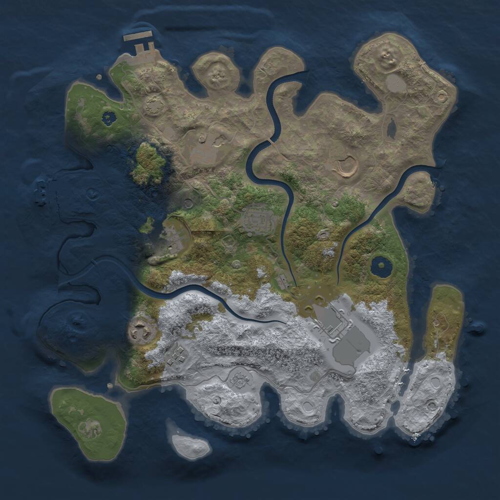 Rust Map: Procedural Map, Size: 3500, Seed: 256549145, 13 Monuments