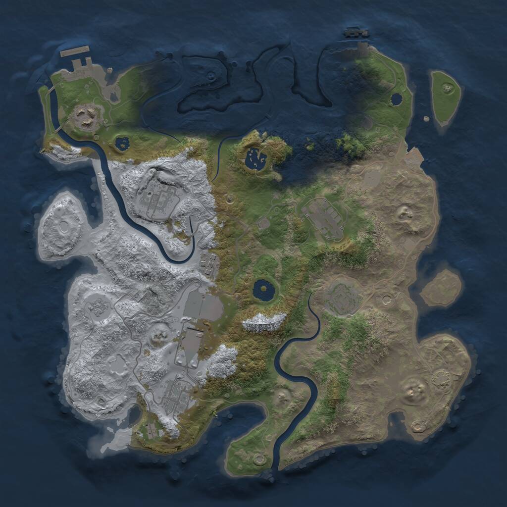 Rust Map: Procedural Map, Size: 3500, Seed: 2532, 14 Monuments