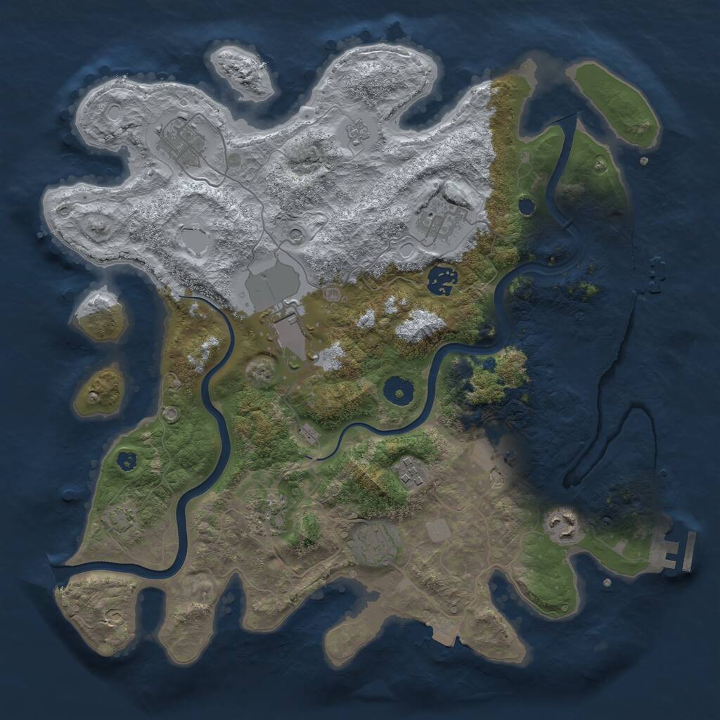 Rust Map: Procedural Map, Size: 3600, Seed: 2862828, 15 Monuments