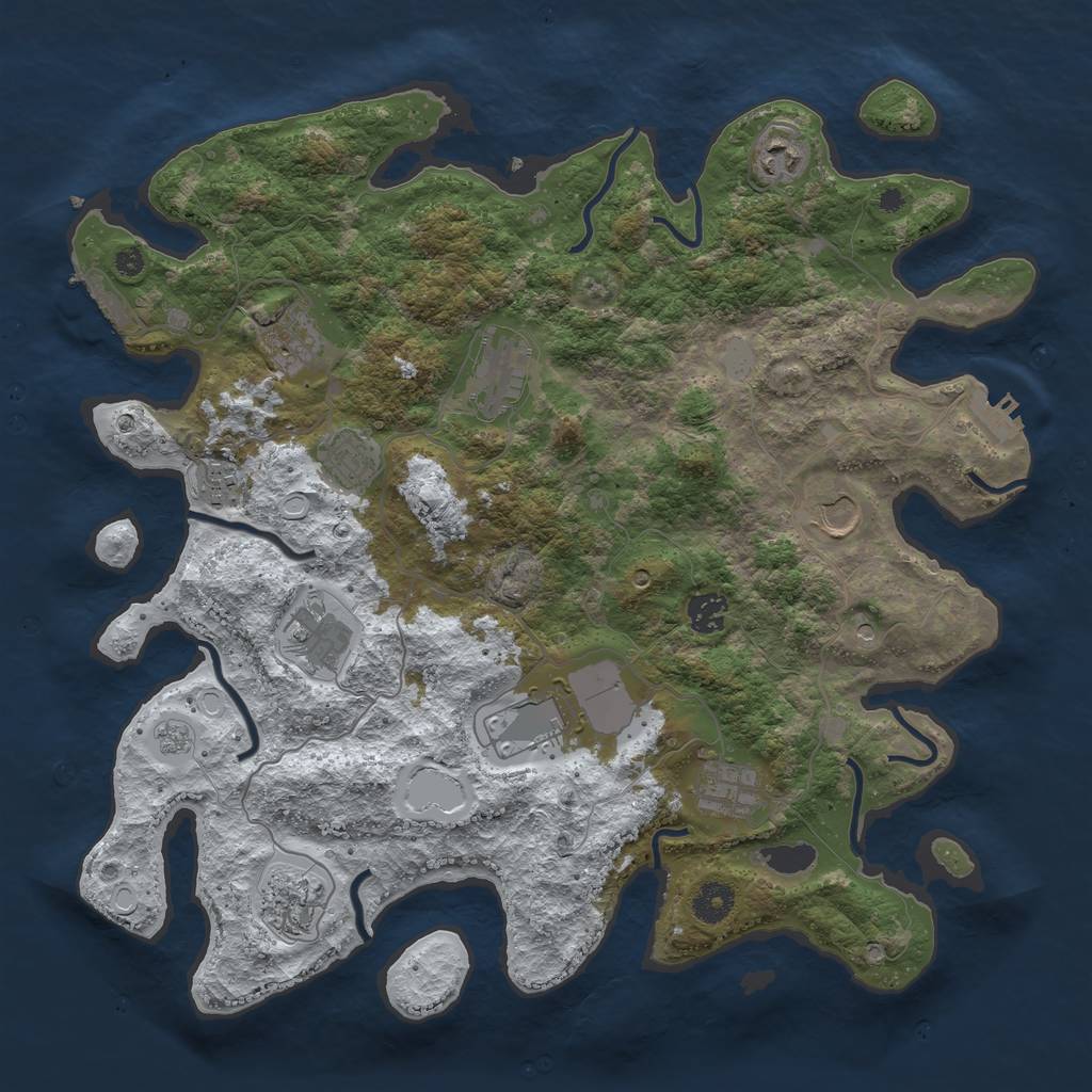 Rust Map: Procedural Map, Size: 3950, Seed: 699892839, 20 Monuments