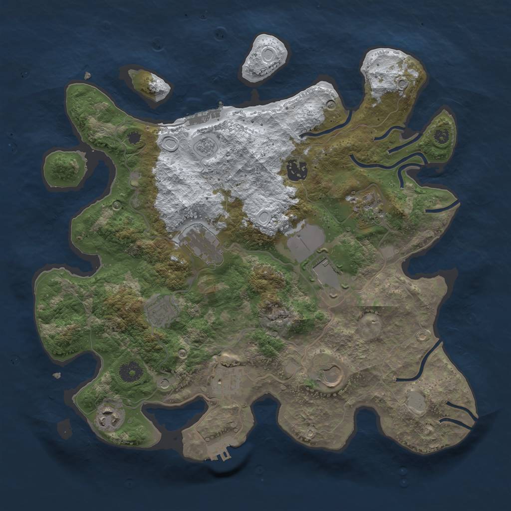 Rust Map: Procedural Map, Size: 3500, Seed: 647753, 17 Monuments