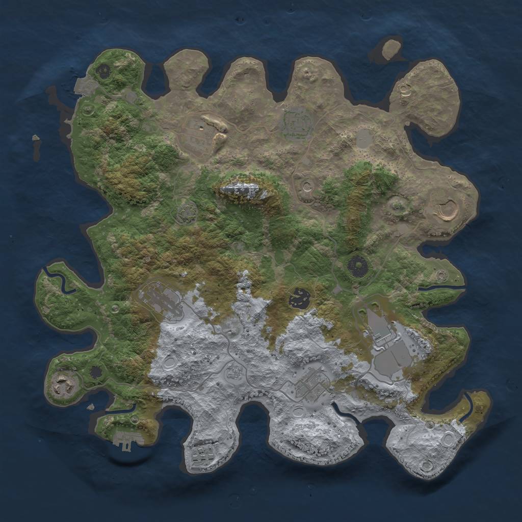 Rust Map: Procedural Map, Size: 3700, Seed: 1850140635, 16 Monuments