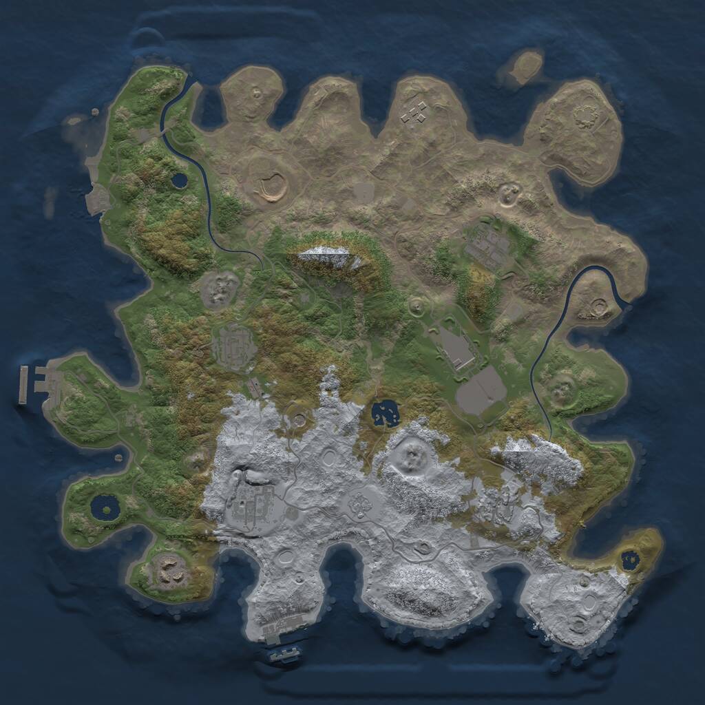 Rust Map: Procedural Map, Size: 3700, Seed: 1850140635, 15 Monuments