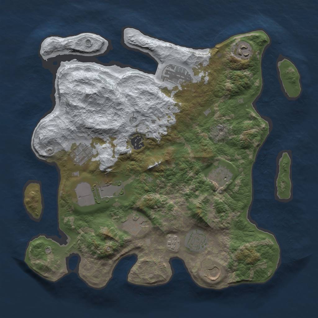 Rust Map: Barren, Size: 3500, Seed: 1518191937, 13 Monuments