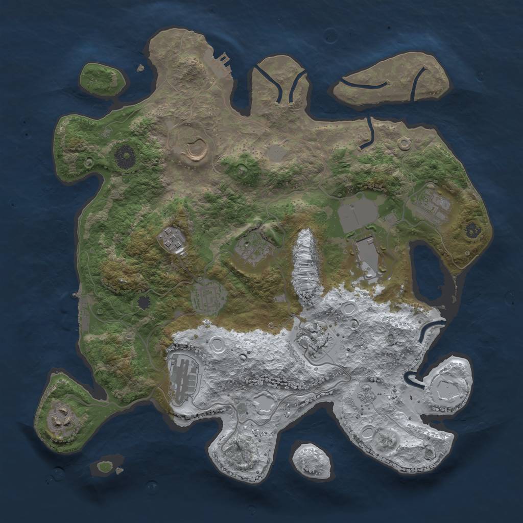 Rust Map: Procedural Map, Size: 3500, Seed: 184480151, 17 Monuments