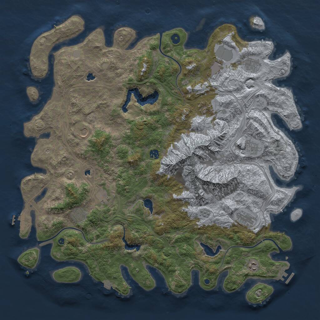 Rust Map: Procedural Map, Size: 5000, Seed: 924593047, 17 Monuments
