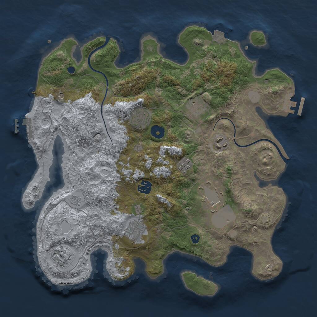 Rust Map: Procedural Map, Size: 3500, Seed: 1997044064, 14 Monuments