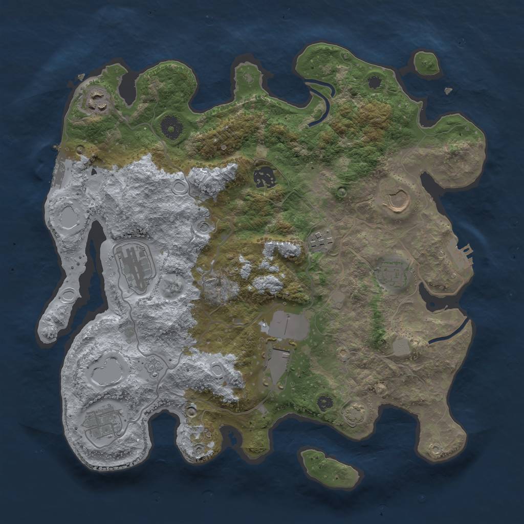 Rust Map: Procedural Map, Size: 3500, Seed: 1997044064, 16 Monuments