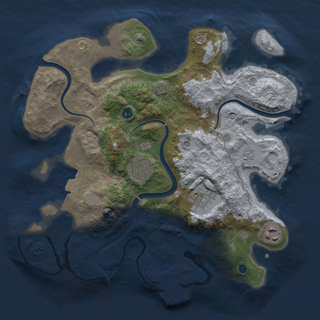Rust Map: Procedural Map, Size: 3000, Seed: 206449163, 9 Monuments