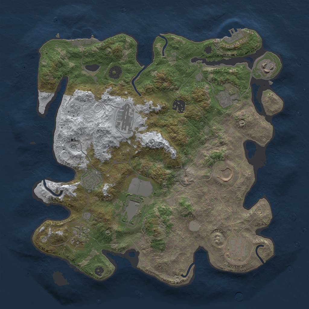 Rust Map: Procedural Map, Size: 3500, Seed: 30867, 18 Monuments