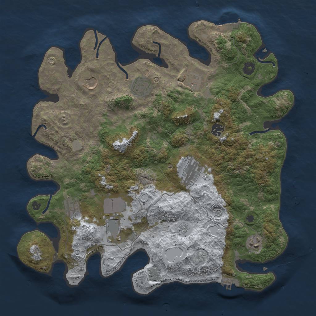 Rust Map: Procedural Map, Size: 3750, Seed: 372433414, 18 Monuments