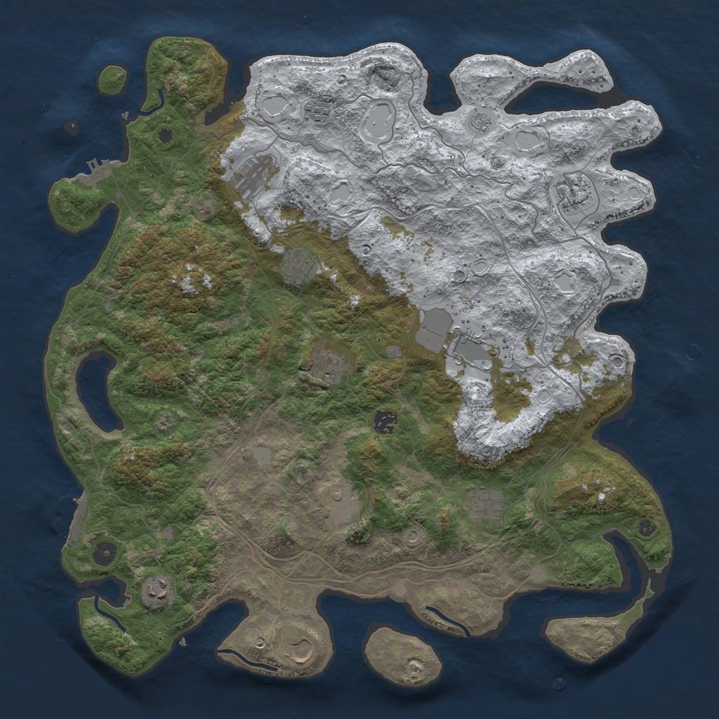 Rust Map: Procedural Map, Size: 4500, Seed: 306539154, 20 Monuments