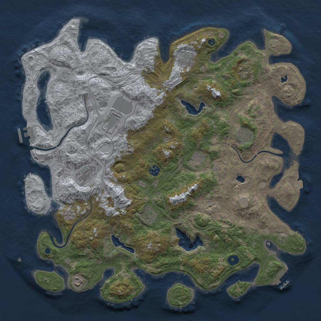 Rust Map: Procedural Map, Size: 4500, Seed: 139813847, 16 Monuments