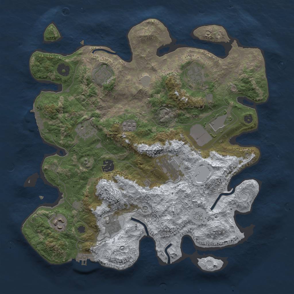 Rust Map: Procedural Map, Size: 3500, Seed: 244353643, 18 Monuments