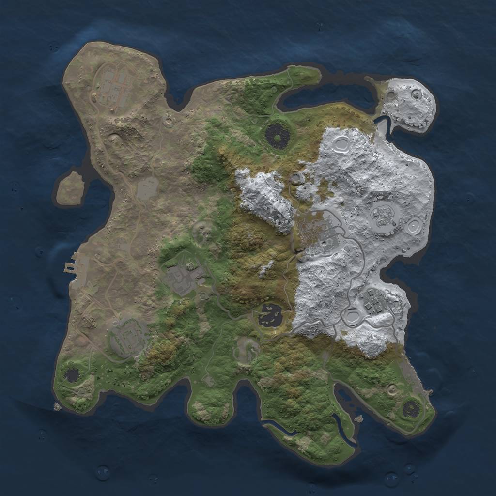Rust Map: Procedural Map, Size: 3000, Seed: 3391, 14 Monuments