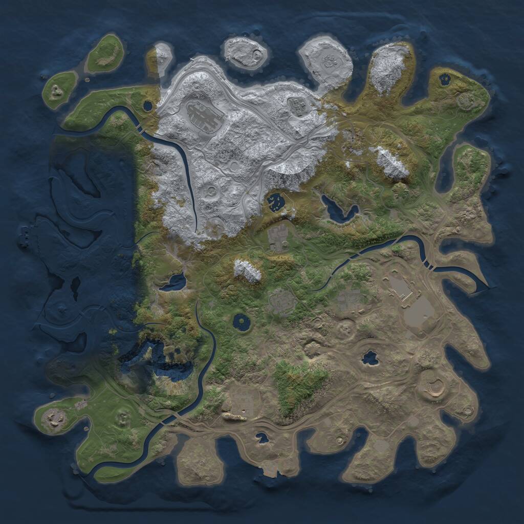 Rust Map: Procedural Map, Size: 4500, Seed: 1001889725, 16 Monuments