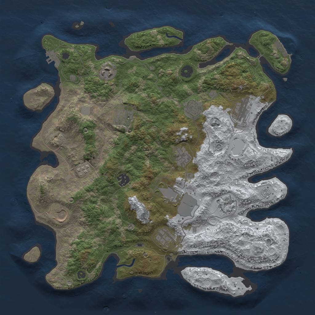 Rust Map: Procedural Map, Size: 3850, Seed: 383084531, 20 Monuments