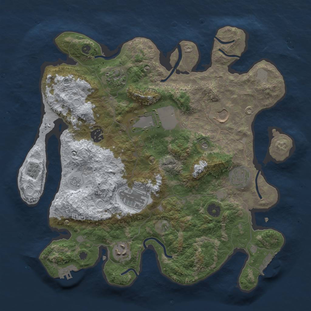 Rust Map: Procedural Map, Size: 3500, Seed: 660802569, 17 Monuments