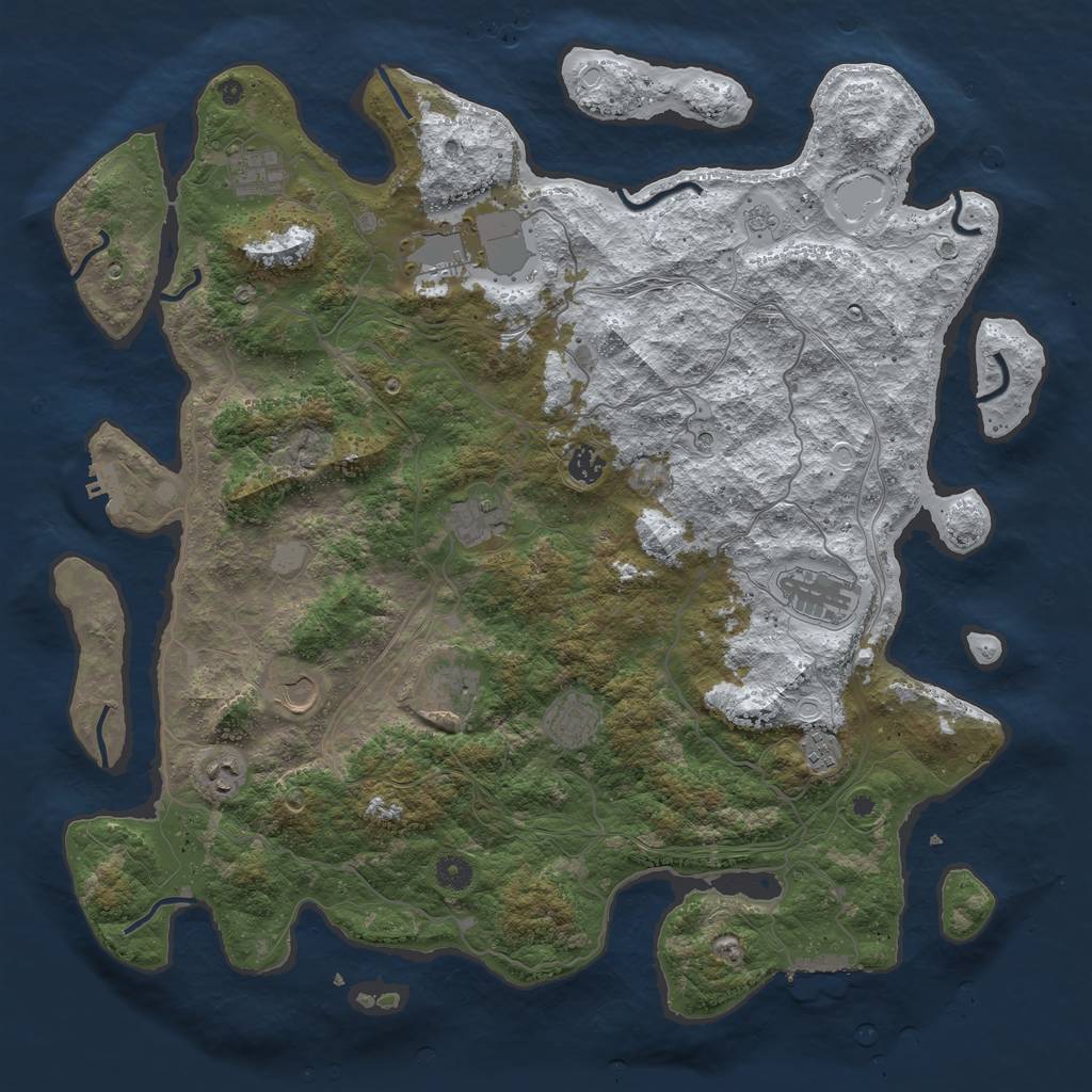 Rust Map: Procedural Map, Size: 4500, Seed: 4709944, 19 Monuments