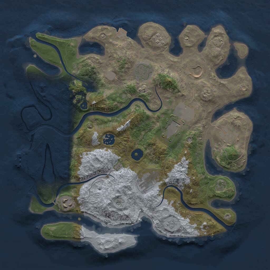 Rust Map: Procedural Map, Size: 3500, Seed: 25232, 13 Monuments