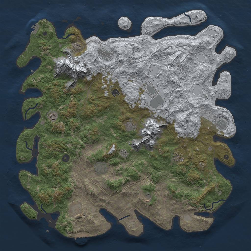Rust Map: Procedural Map, Size: 5000, Seed: 76545, 20 Monuments