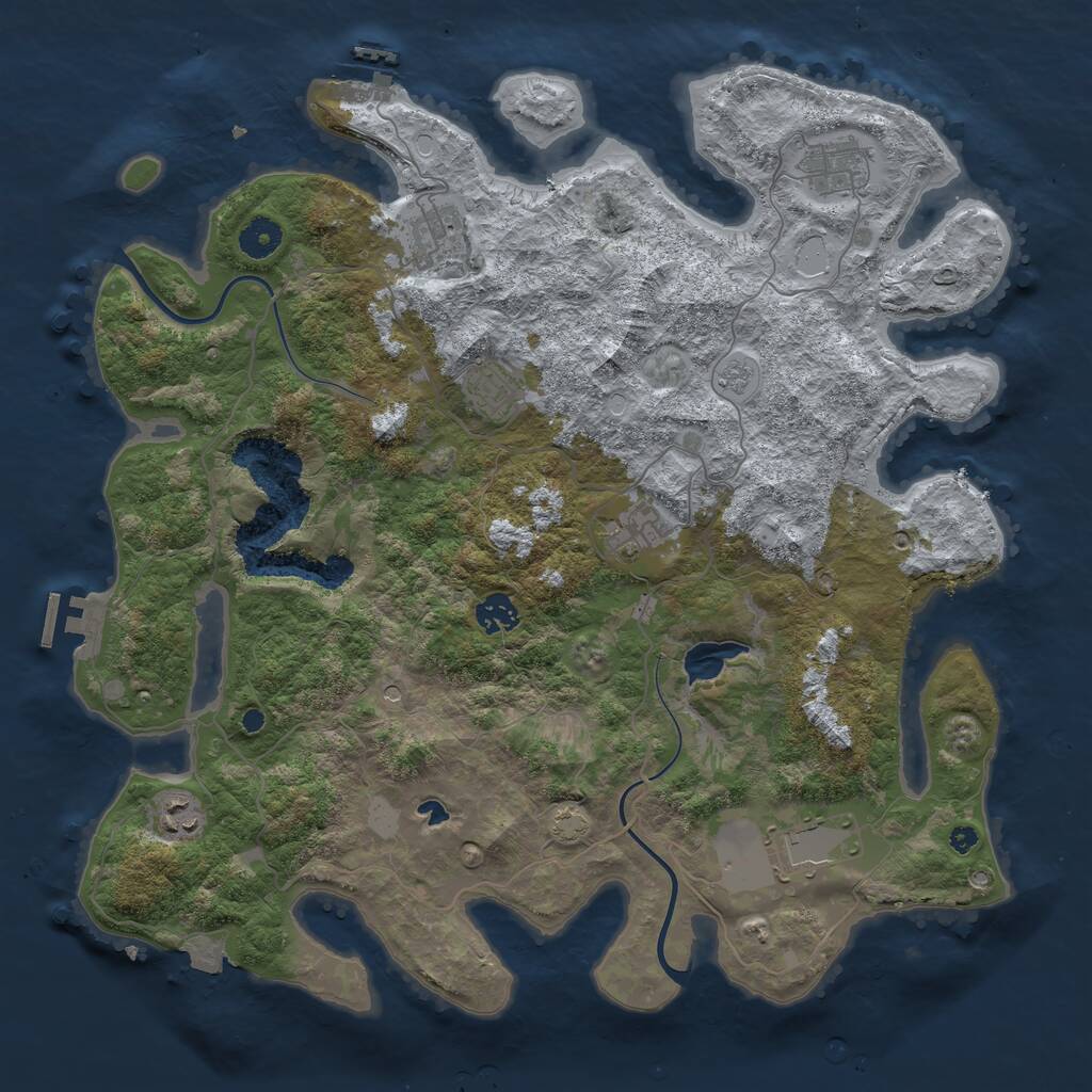 Rust Map: Procedural Map, Size: 4000, Seed: 8344, 13 Monuments
