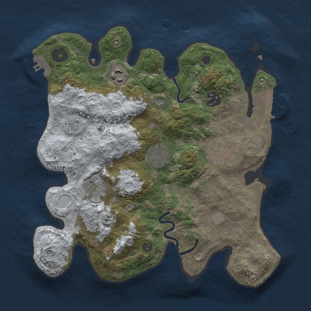 Rust Map: Procedural Map, Size: 3000, Seed: 1702038618, 14 Monuments