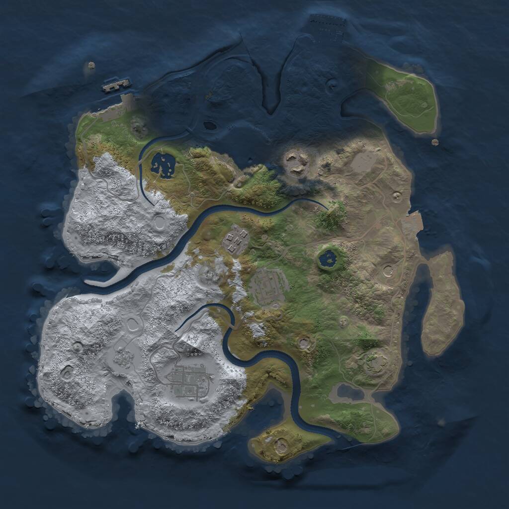 Rust Map: Procedural Map, Size: 3000, Seed: 44255, 12 Monuments