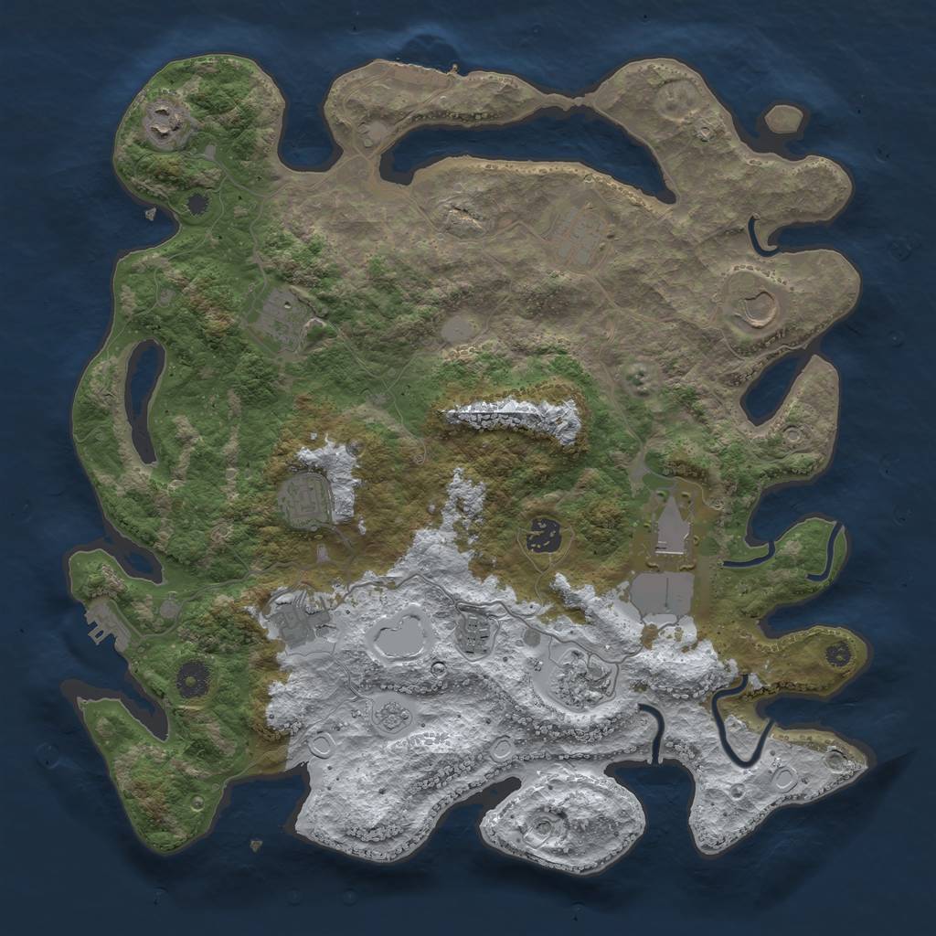 Rust Map: Procedural Map, Size: 3900, Seed: 200021, 19 Monuments
