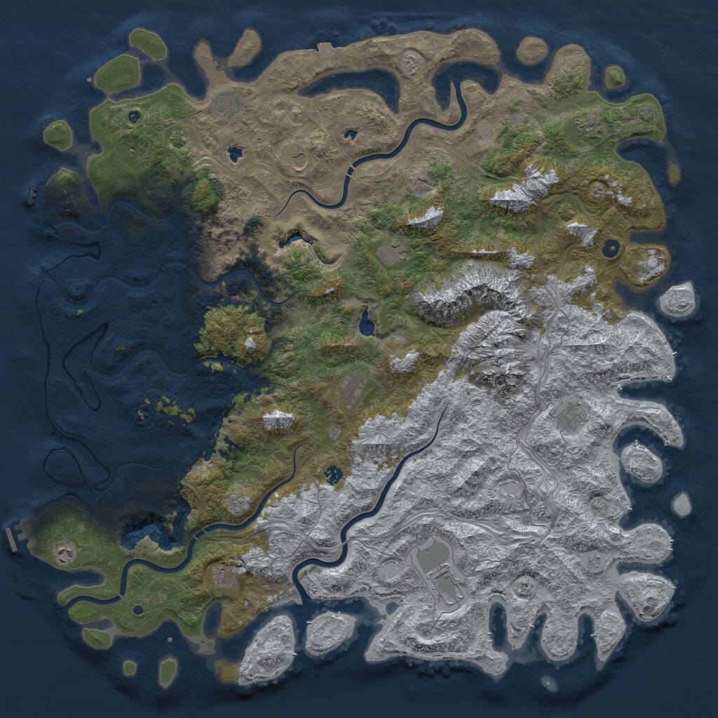 Rust Map: Procedural Map, Size: 6000, Seed: 988089, 17 Monuments