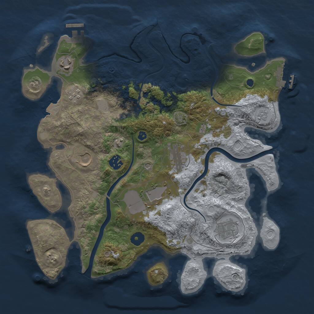 Rust Map: Procedural Map, Size: 3510, Seed: 50135, 13 Monuments