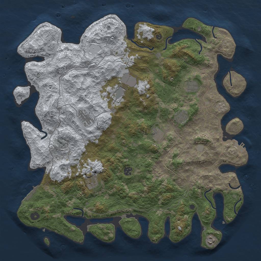 Rust Map: Procedural Map, Size: 4500, Seed: 13866, 18 Monuments