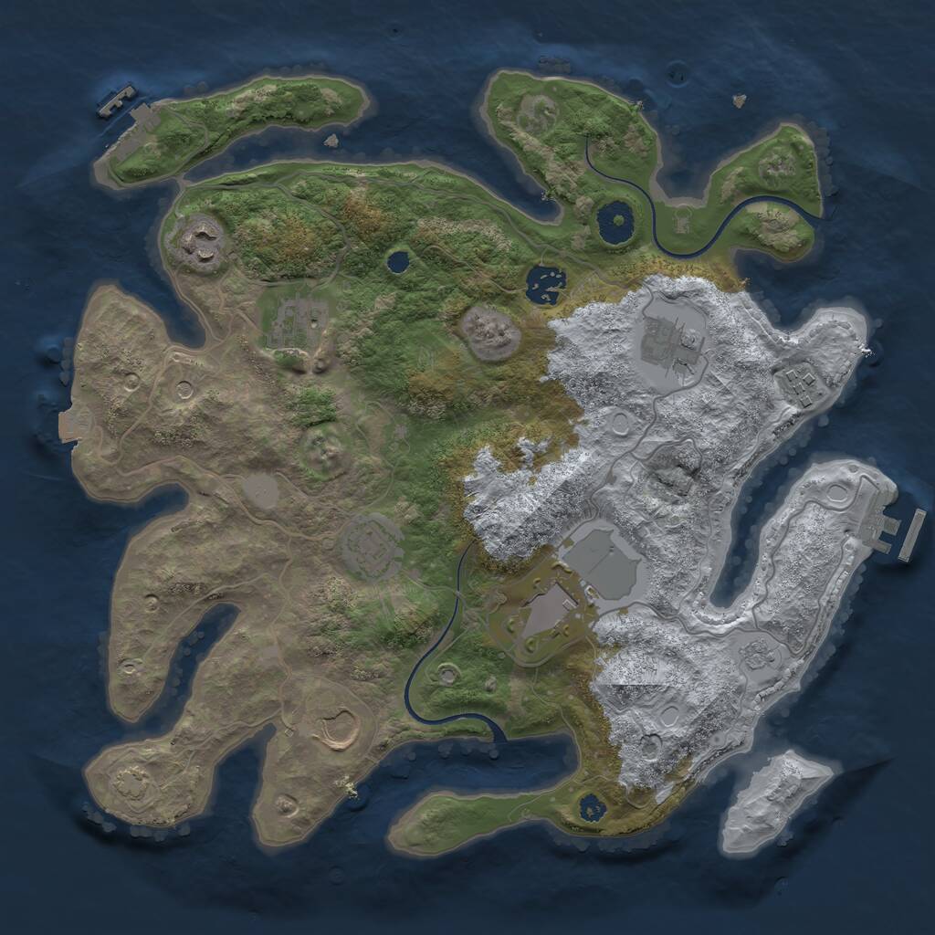 Rust Map: Procedural Map, Size: 3500, Seed: 945561211, 14 Monuments