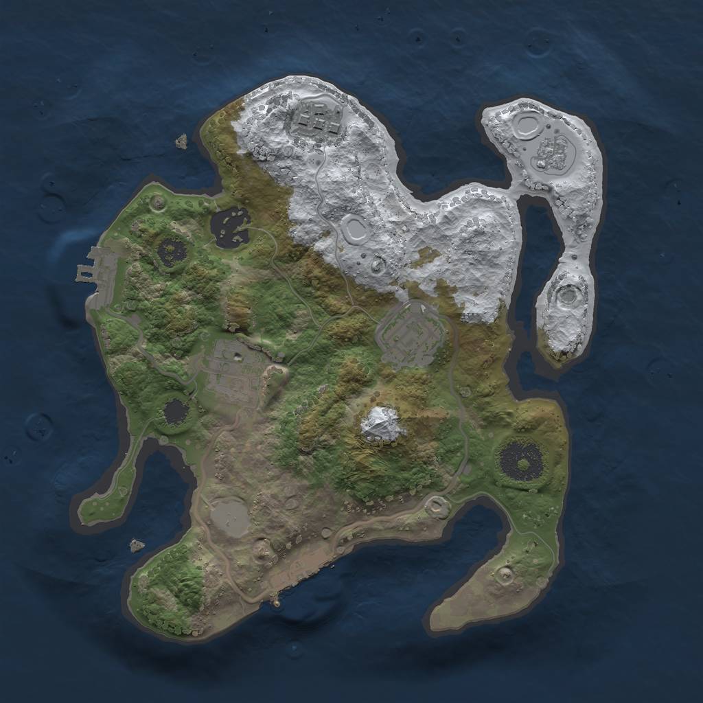 Rust Map: Procedural Map, Size: 2500, Seed: 1189499684, 12 Monuments