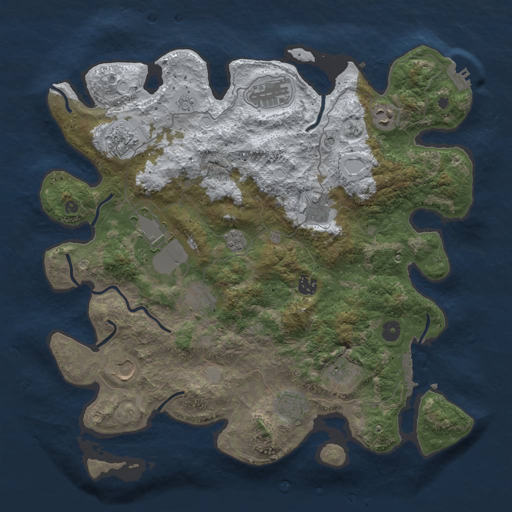 Rust Map: Procedural Map, Size: 3850, Seed: 1563759489, 20 Monuments